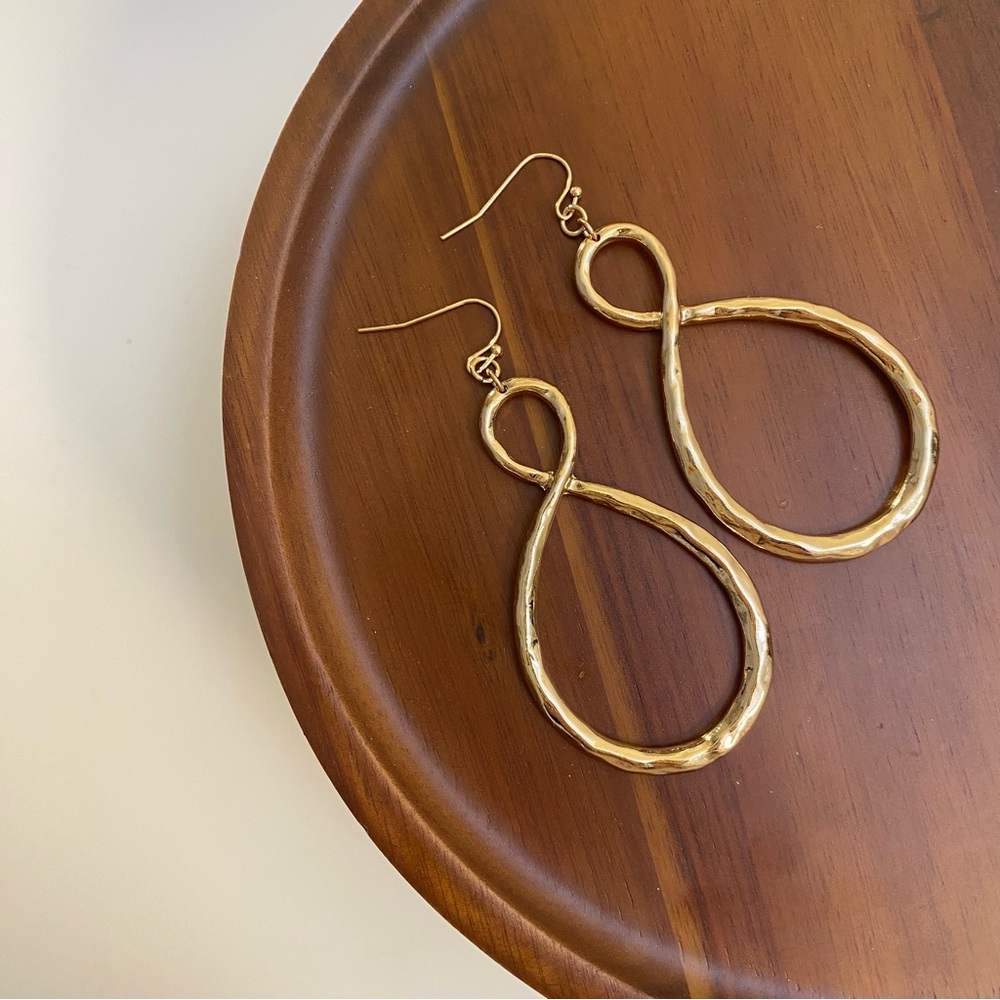 3/$20 Gold Hammered Twisted Teardrop Drop Earrings